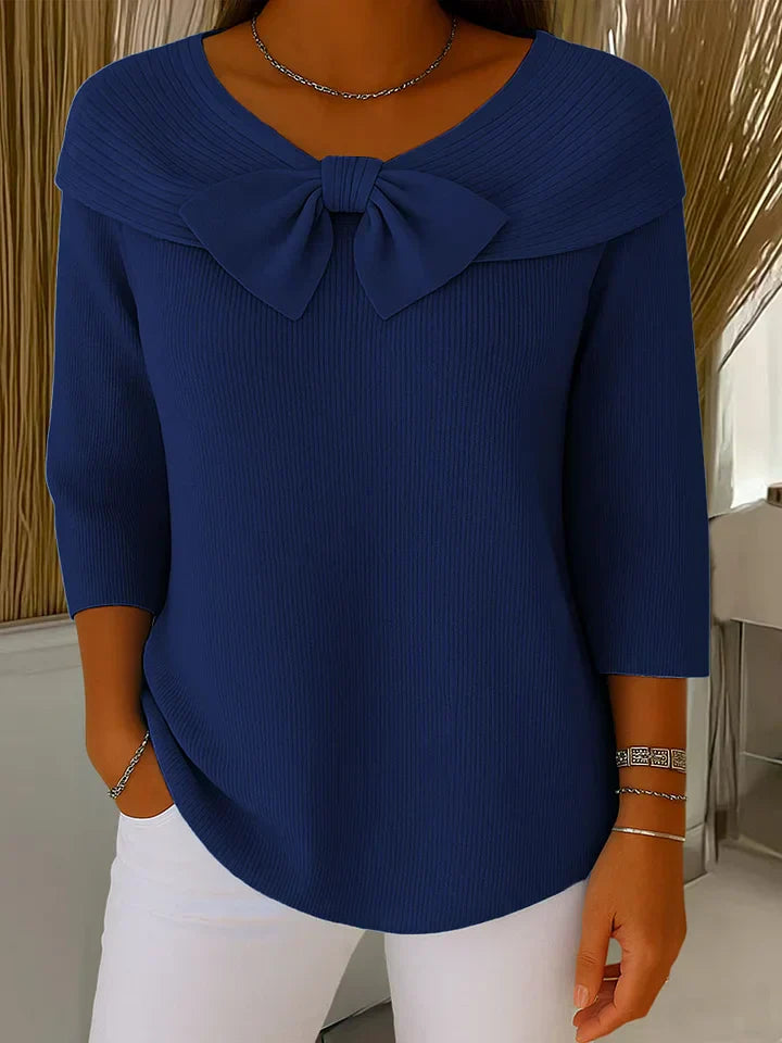 Alana | Women's Sweater with Bow and Round Neckline