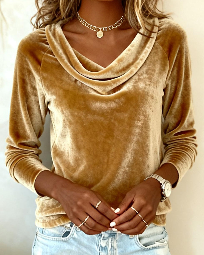 Alina | Drape-Neck Top with Soft Fabric