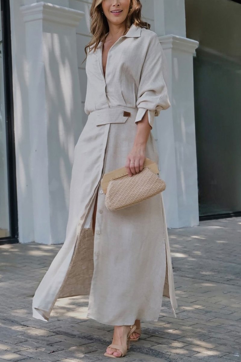 Camille | Women's Collared Belted Maxi Dress