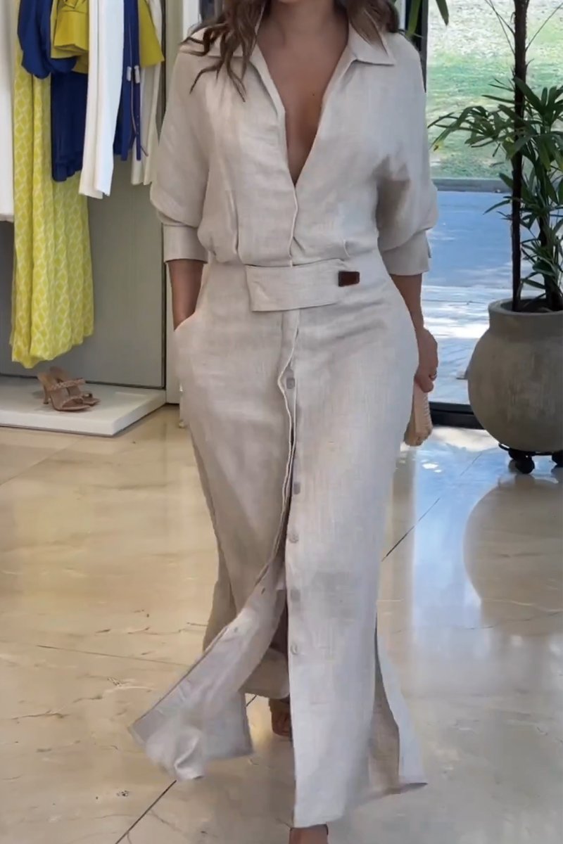 Camille | Women's Collared Belted Maxi Dress