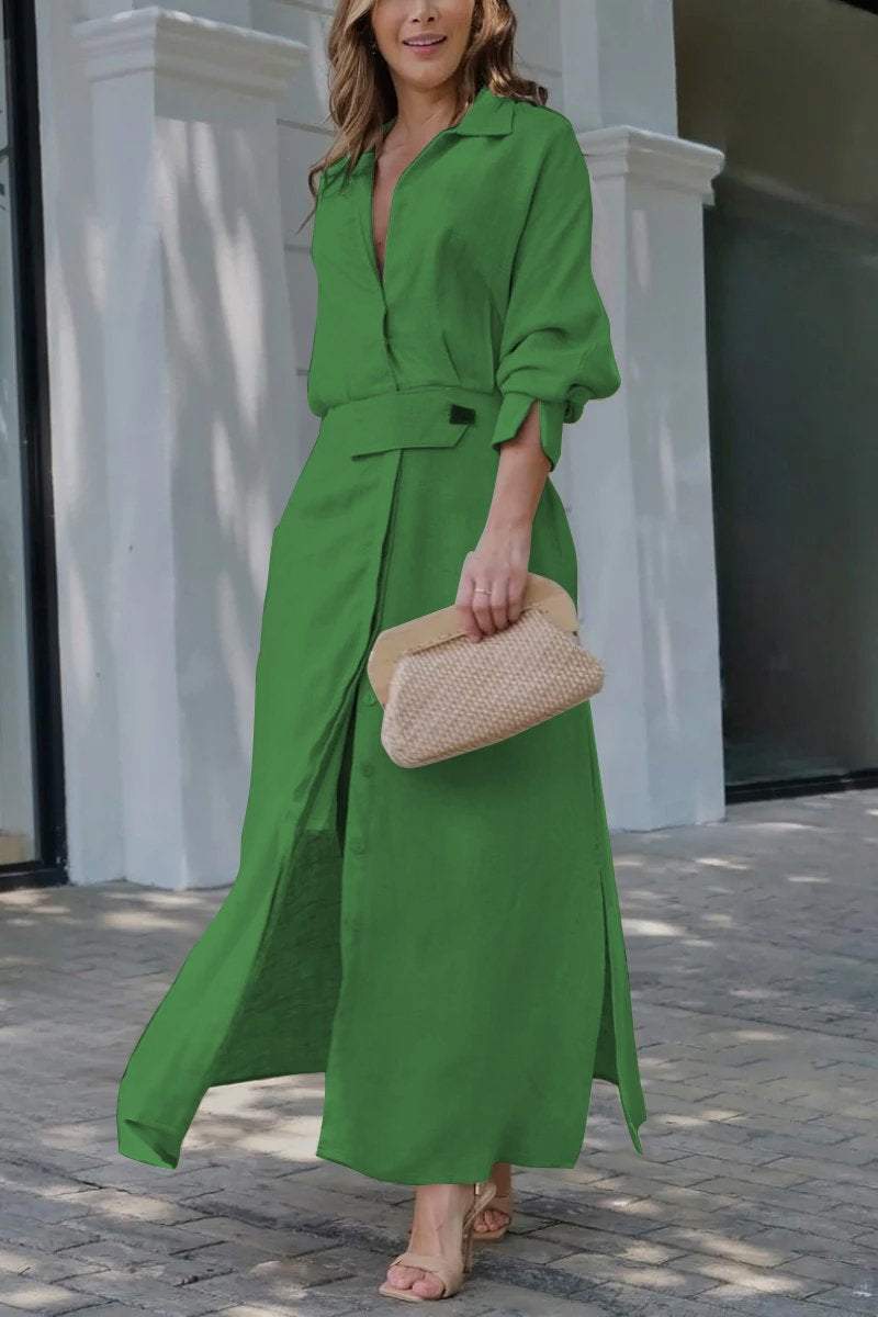 Camille | Women's Collared Belted Maxi Dress