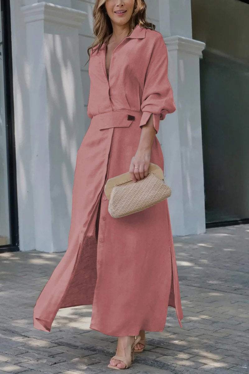 Camille | Women's Collared Belted Maxi Dress