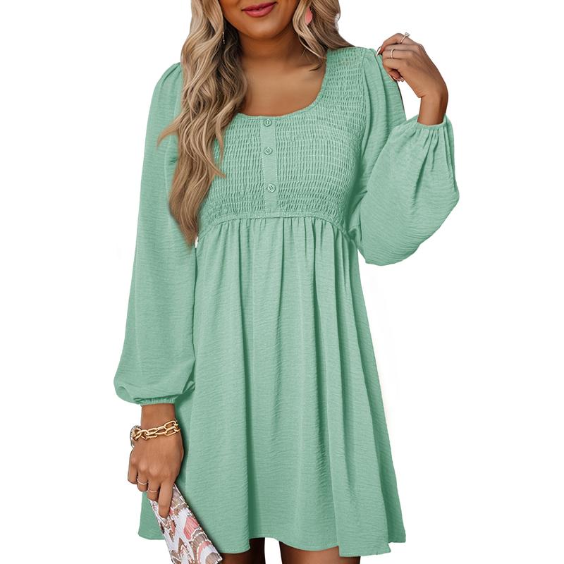 Autumn | Women's Smocked Empire Waist Long Sleeve Mini Dress