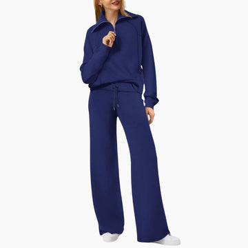 Daphne | Women's Half Zip Wide Leg Lounge Set