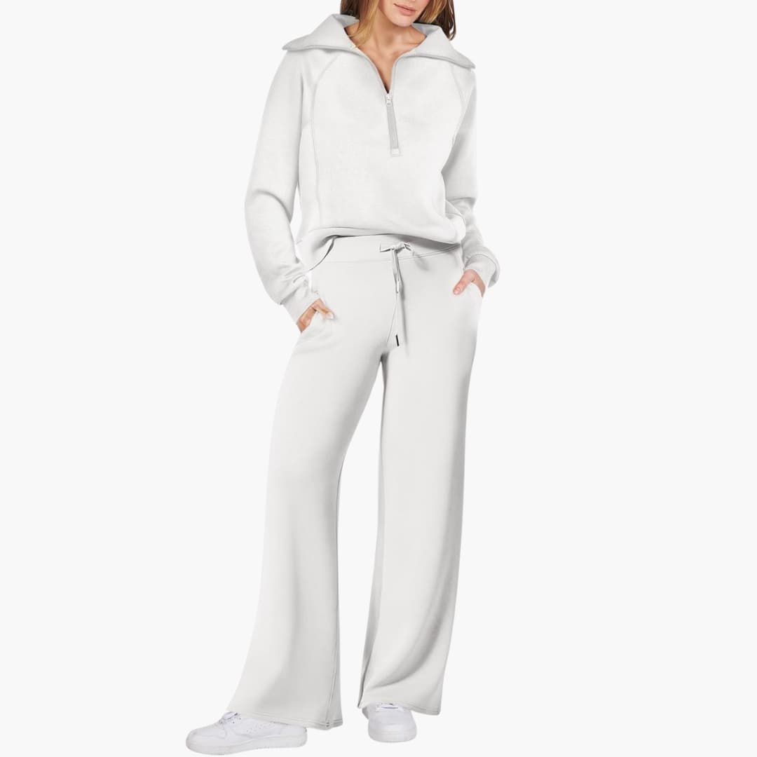 Daphne | Women's Half Zip Wide Leg Lounge Set