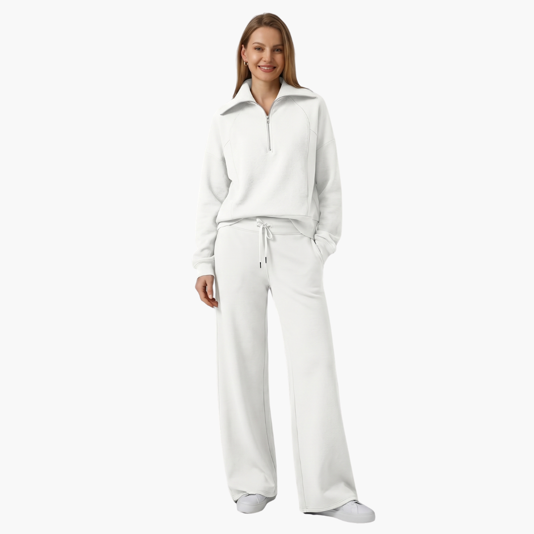 Daphne | Women's Half Zip Wide Leg Lounge Set
