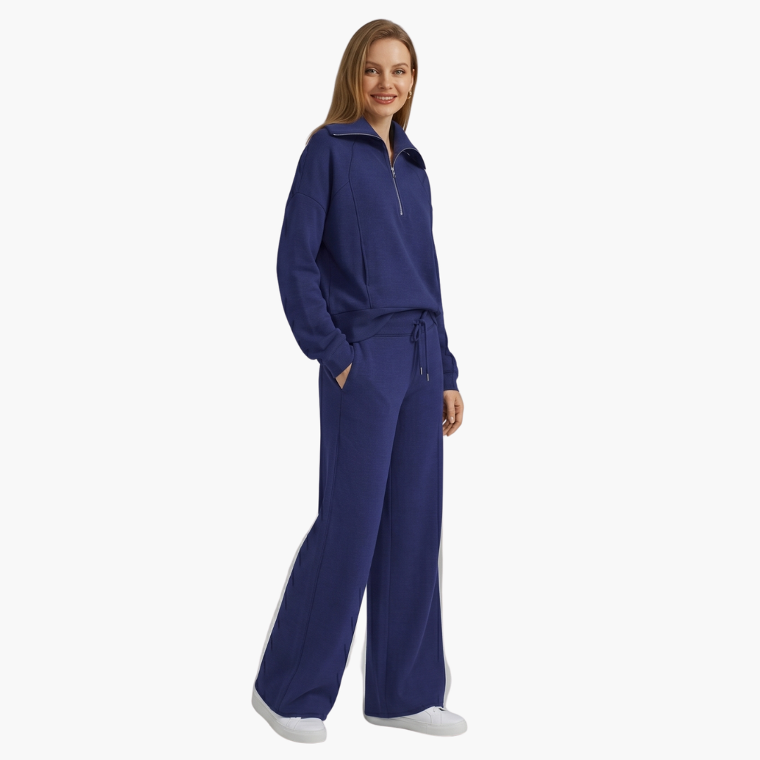 Daphne | Women's Half Zip Wide Leg Lounge Set