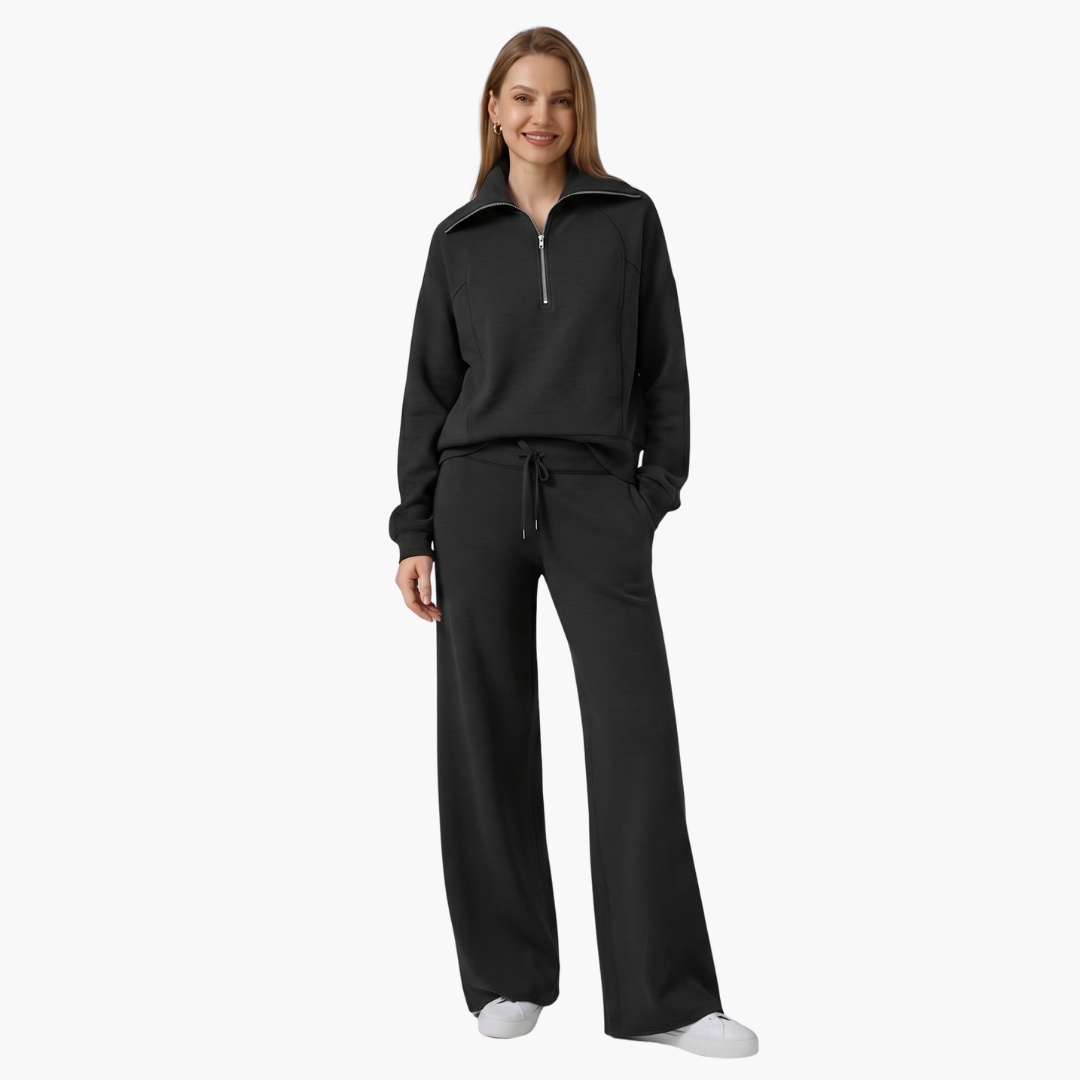 Daphne | Women's Half Zip Wide Leg Lounge Set