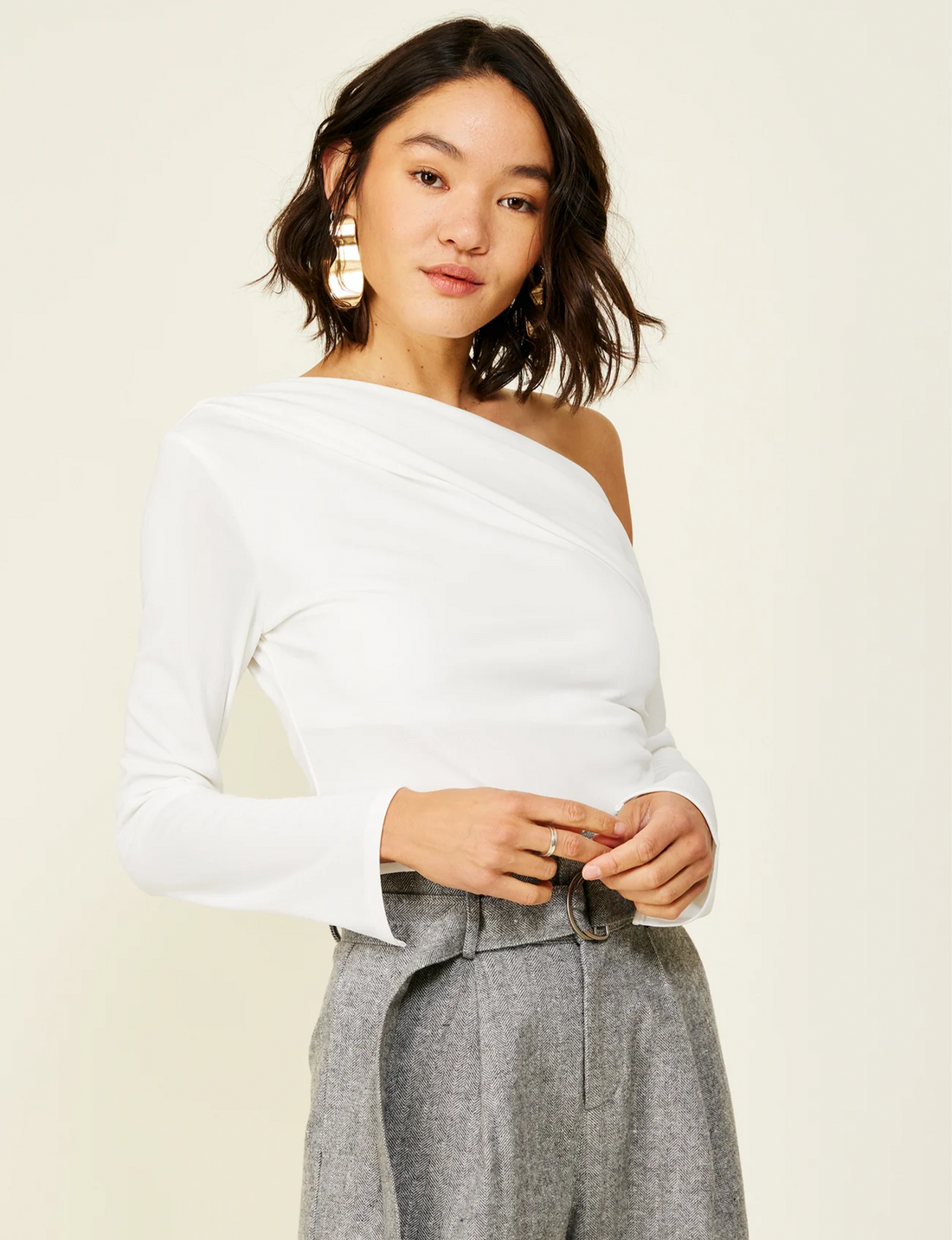 Riley Long Sleeve Top, Ivory