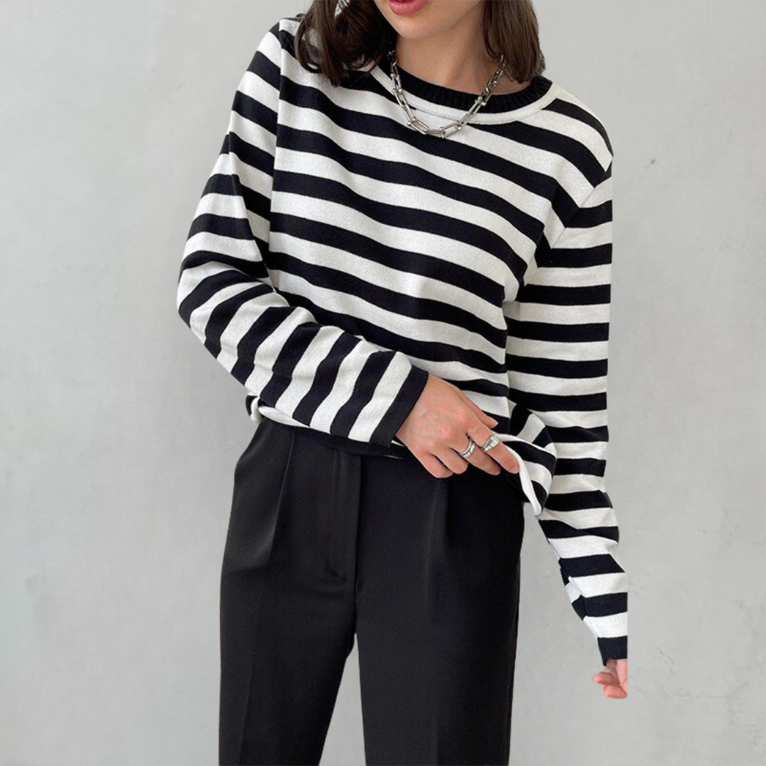 Aubrielle | Striped Summer T-Shirt with Short Sleeves
