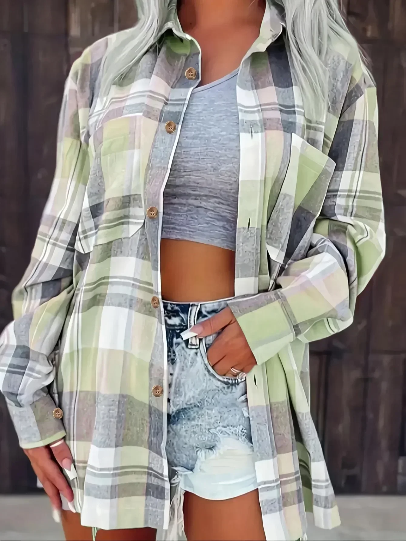 Harper | Women's Oversized Plaid Flannel Button-Down Shirt