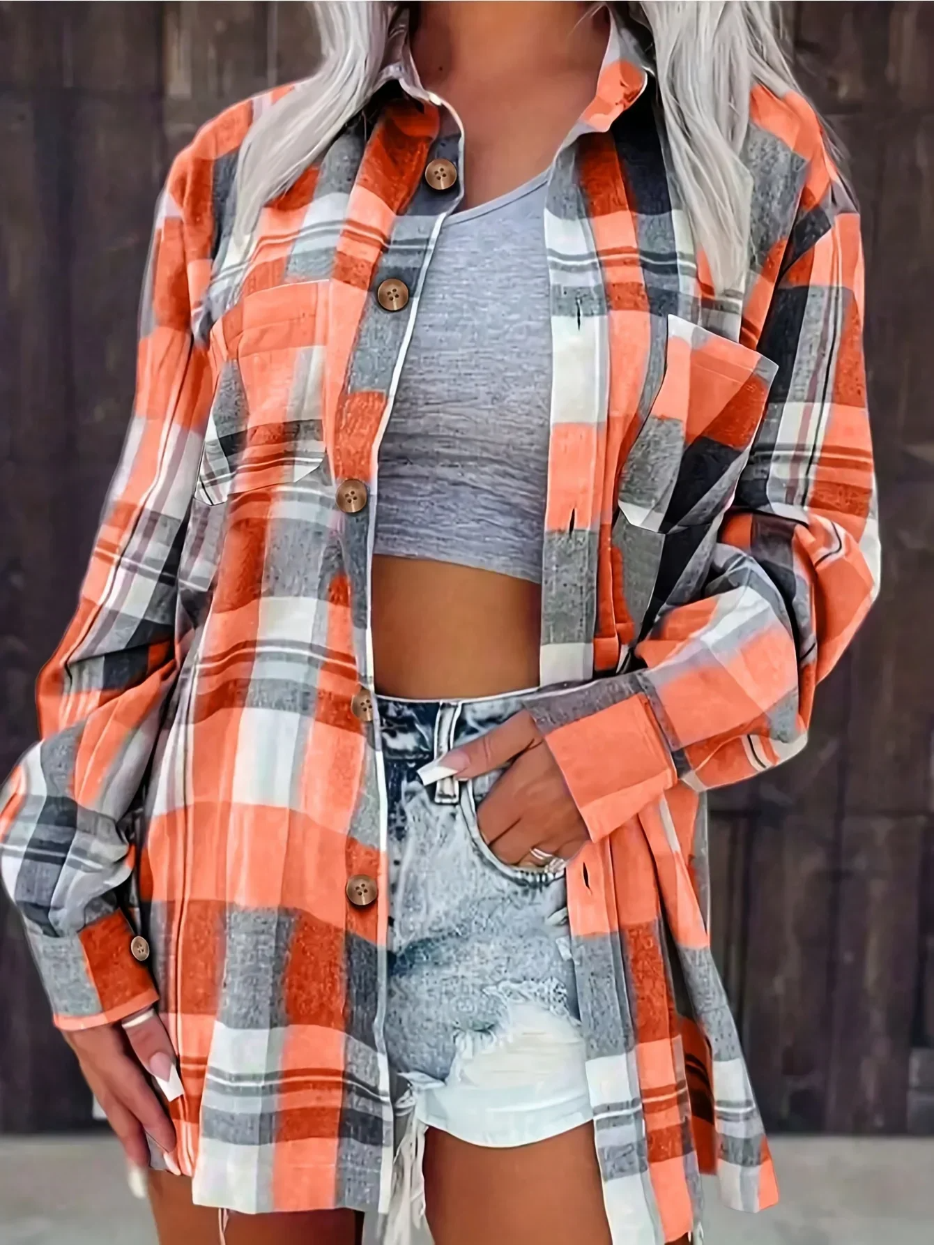 Harper | Women's Oversized Plaid Flannel Button-Down Shirt