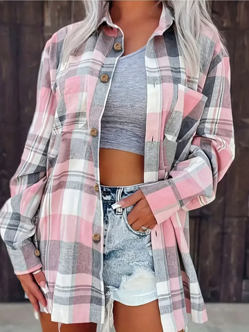 Harper | Women's Oversized Plaid Flannel Button-Down Shirt