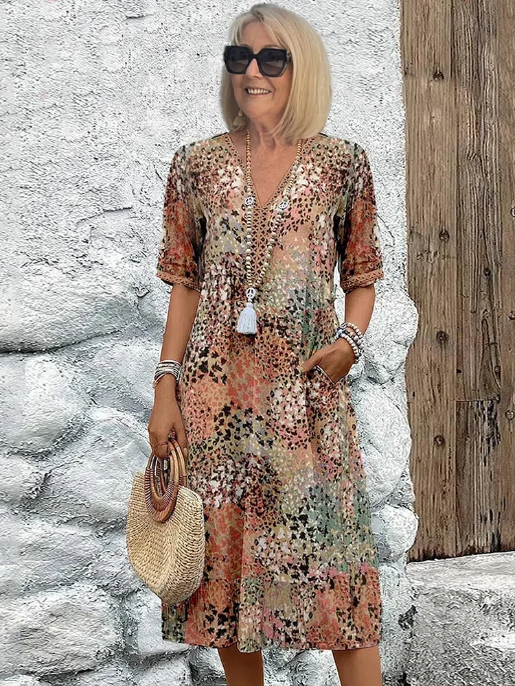 Arden | Women's Midi Dress with Vibrant Print and Flowy Design