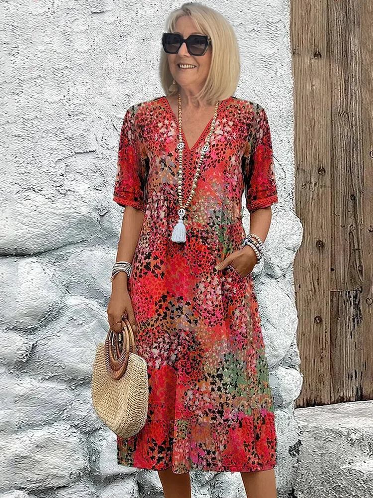 Arden | Women's Midi Dress with Vibrant Print and Flowy Design