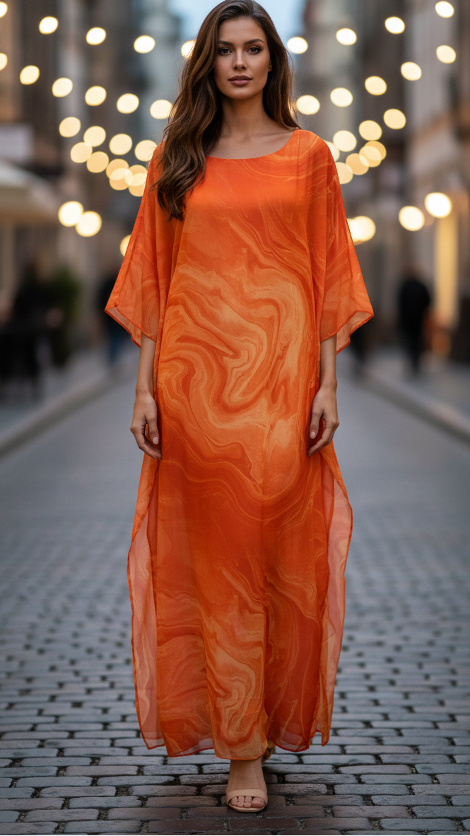 Aura | Women's Chiffon Kaftan Maxi Dress Batwing Sleeve Formal