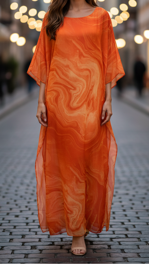 Aura | Women's Chiffon Kaftan Maxi Dress Batwing Sleeve Formal