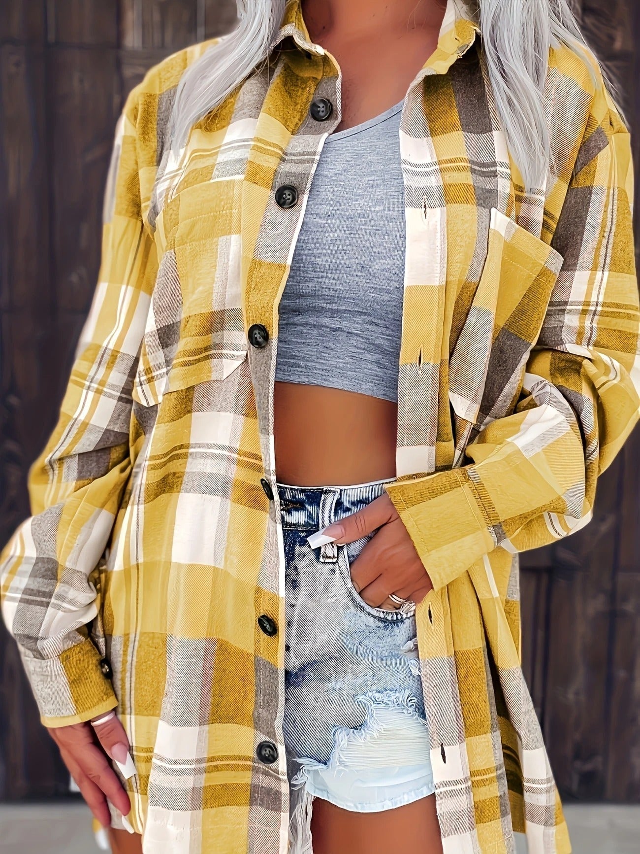 Harper | Women's Oversized Plaid Flannel Button-Down Shirt