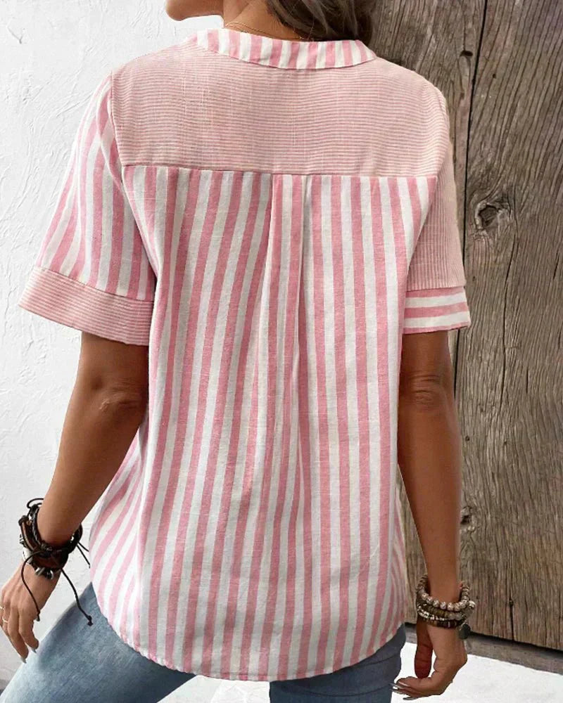 Elodie | Striped Blouse with Short Sleeves