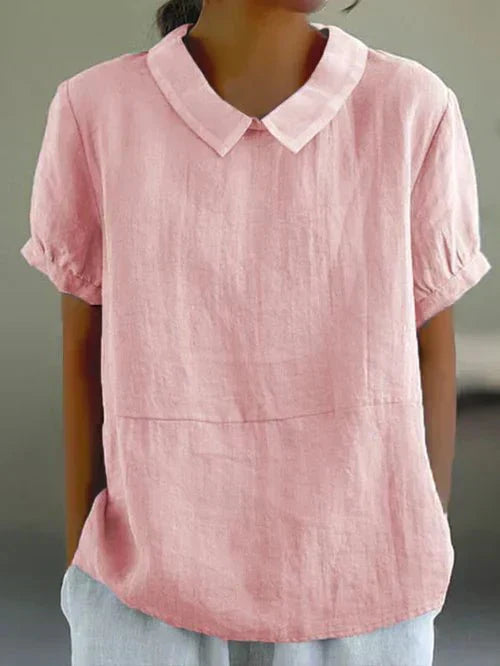 Audra | Short Sleeve Casual Top with Peter Pan Collar