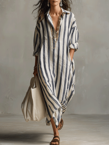 Brielle | Bohemian Maxi Dress with Casual Striped Design