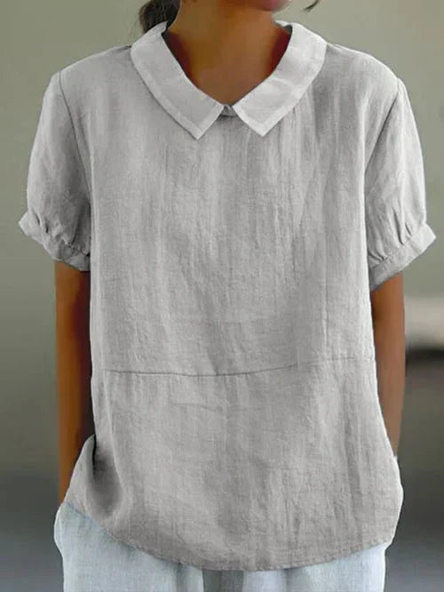 Audra | Short Sleeve Casual Top with Peter Pan Collar