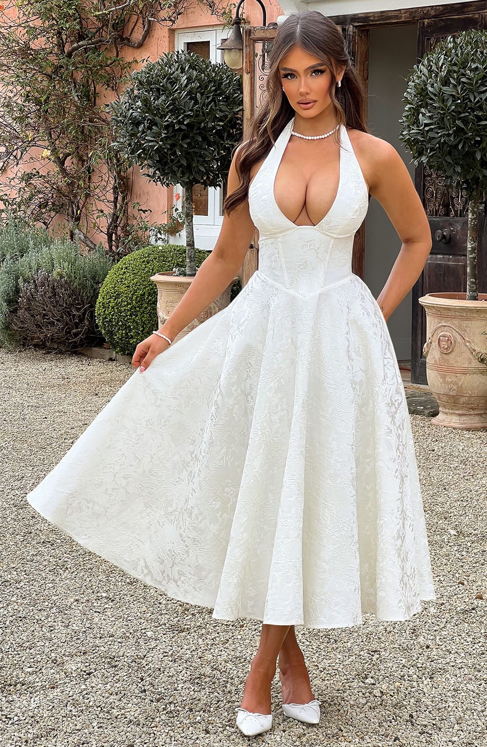 Ginevra | Women's V-Neck Dress with Embellished Design and Wedding Guest Style