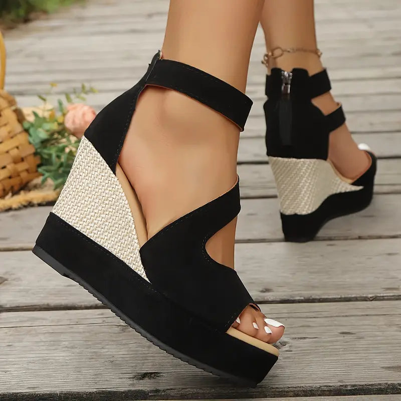 Evangeline | Women's Platform Ankle Strap Wedge Sandals