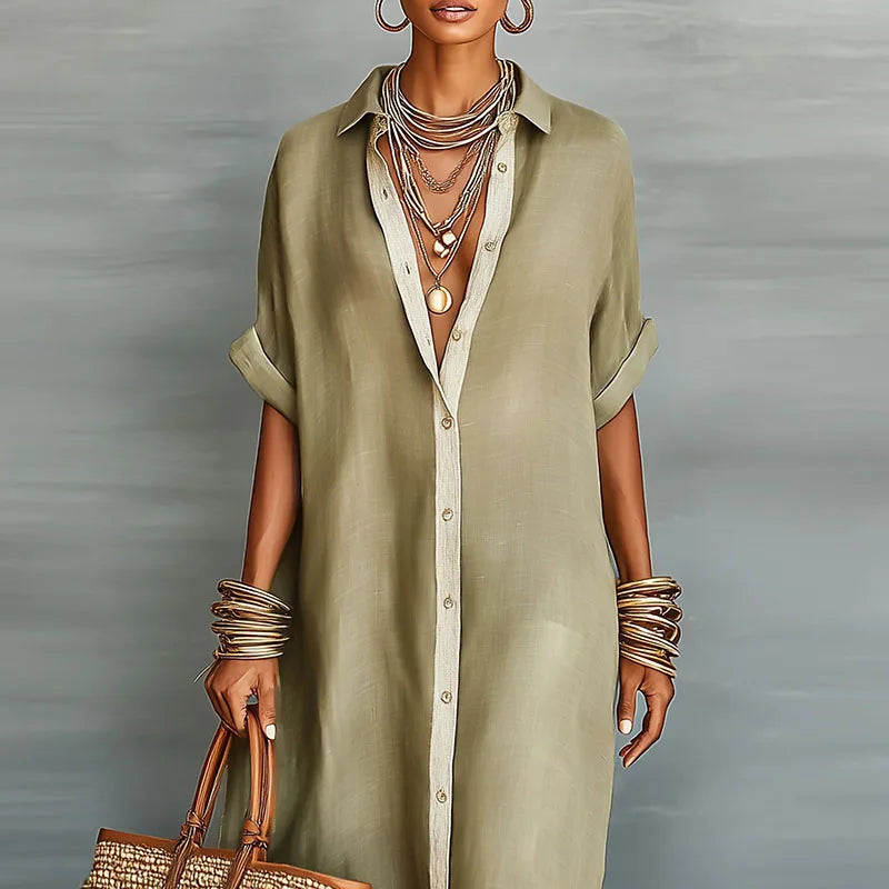 Evelina | Women's Button Down Maxi Shirt Dress