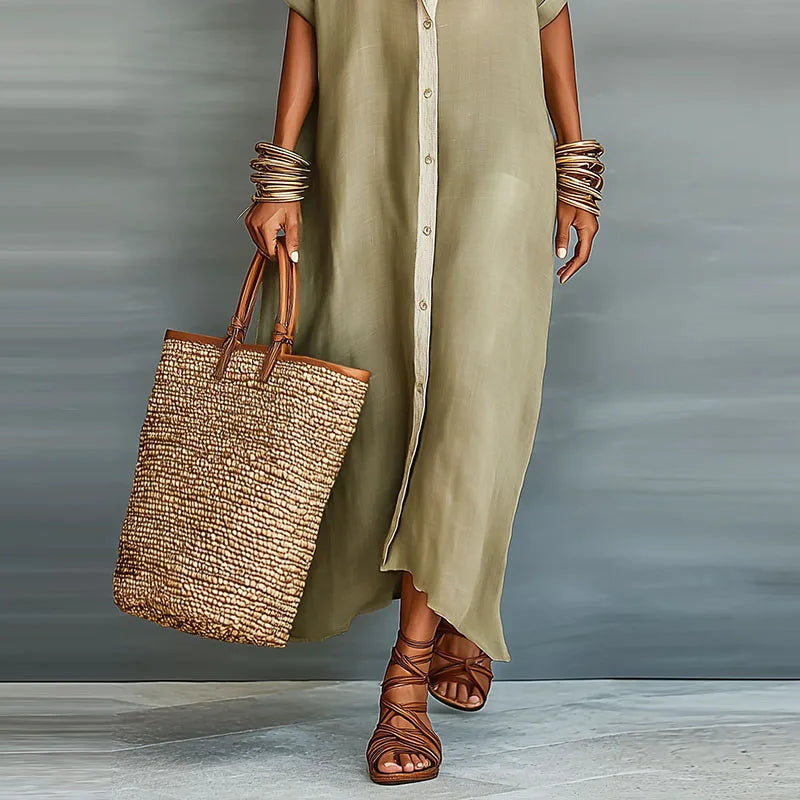 Evelina | Women's Button Down Maxi Shirt Dress