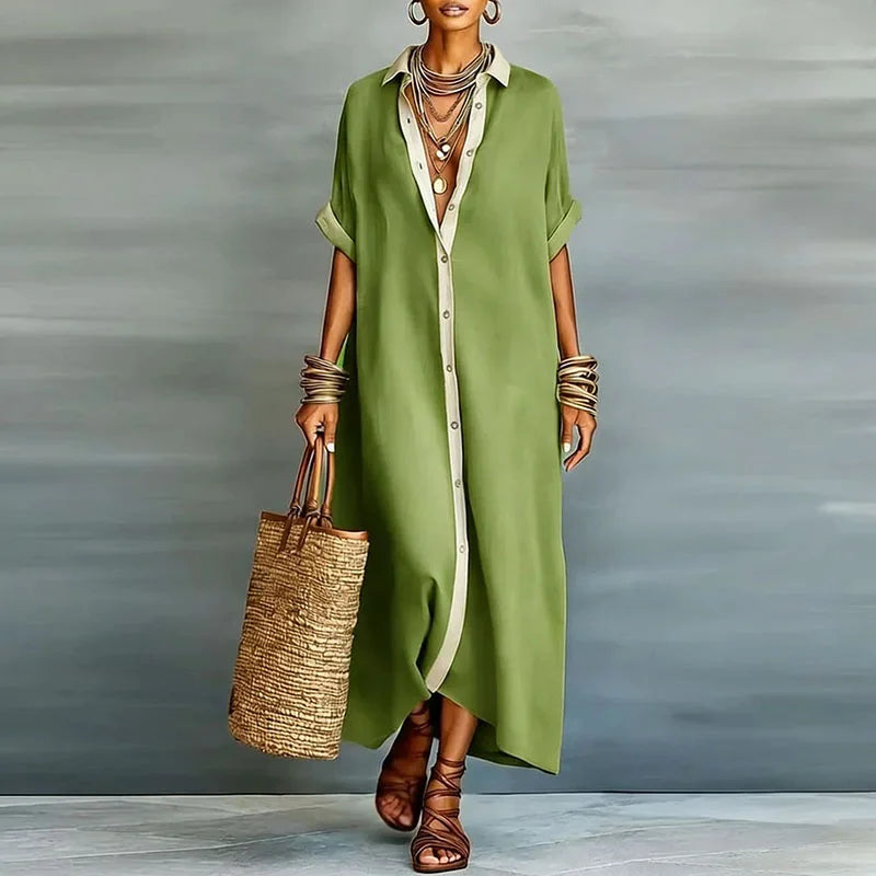 Evelina | Women's Button Down Maxi Shirt Dress