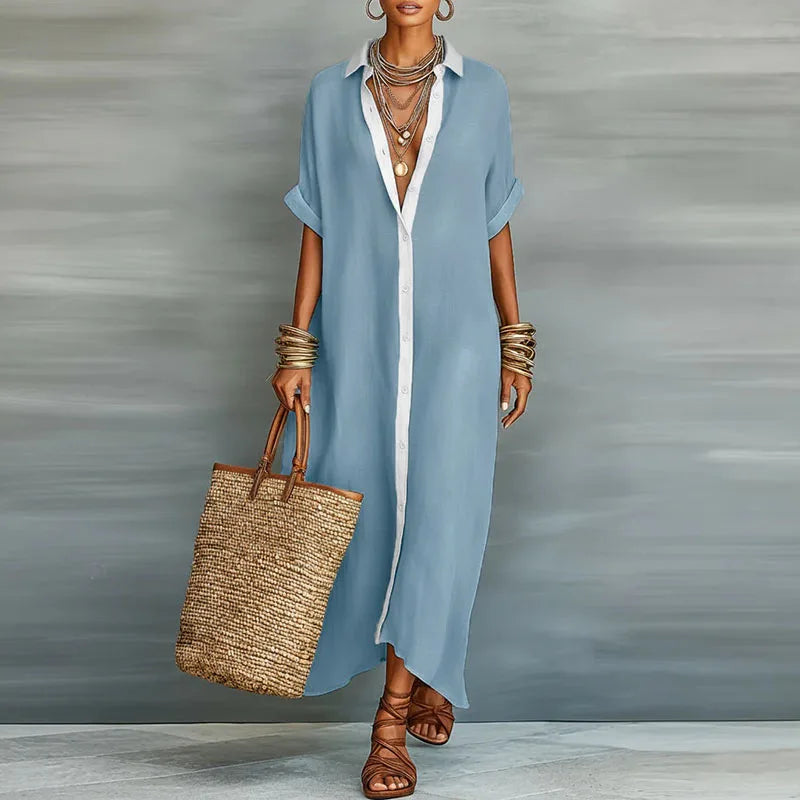 Evelina | Women's Button Down Maxi Shirt Dress
