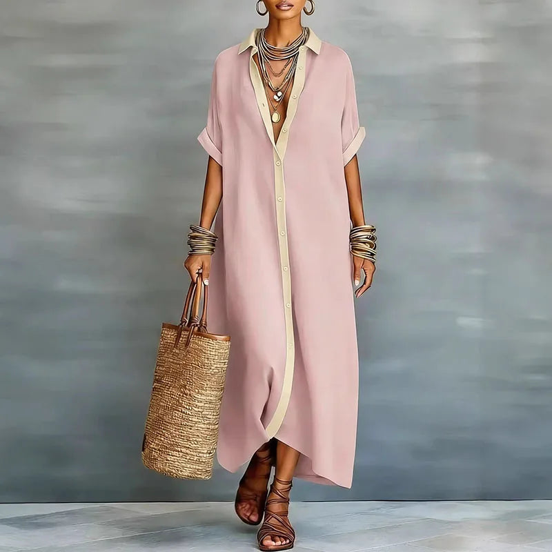 Evelina | Women's Button Down Maxi Shirt Dress
