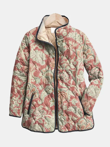 Eleanor | Retro Floral Casual Quilted Coat