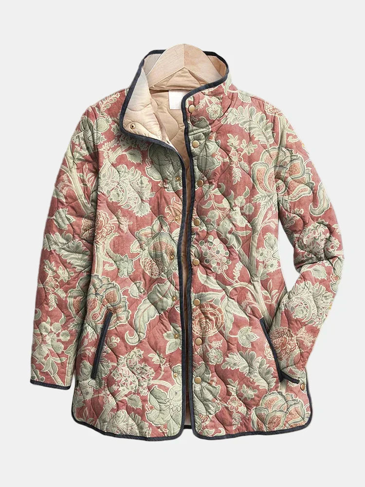 Eleanor | Retro Floral Casual Quilted Coat