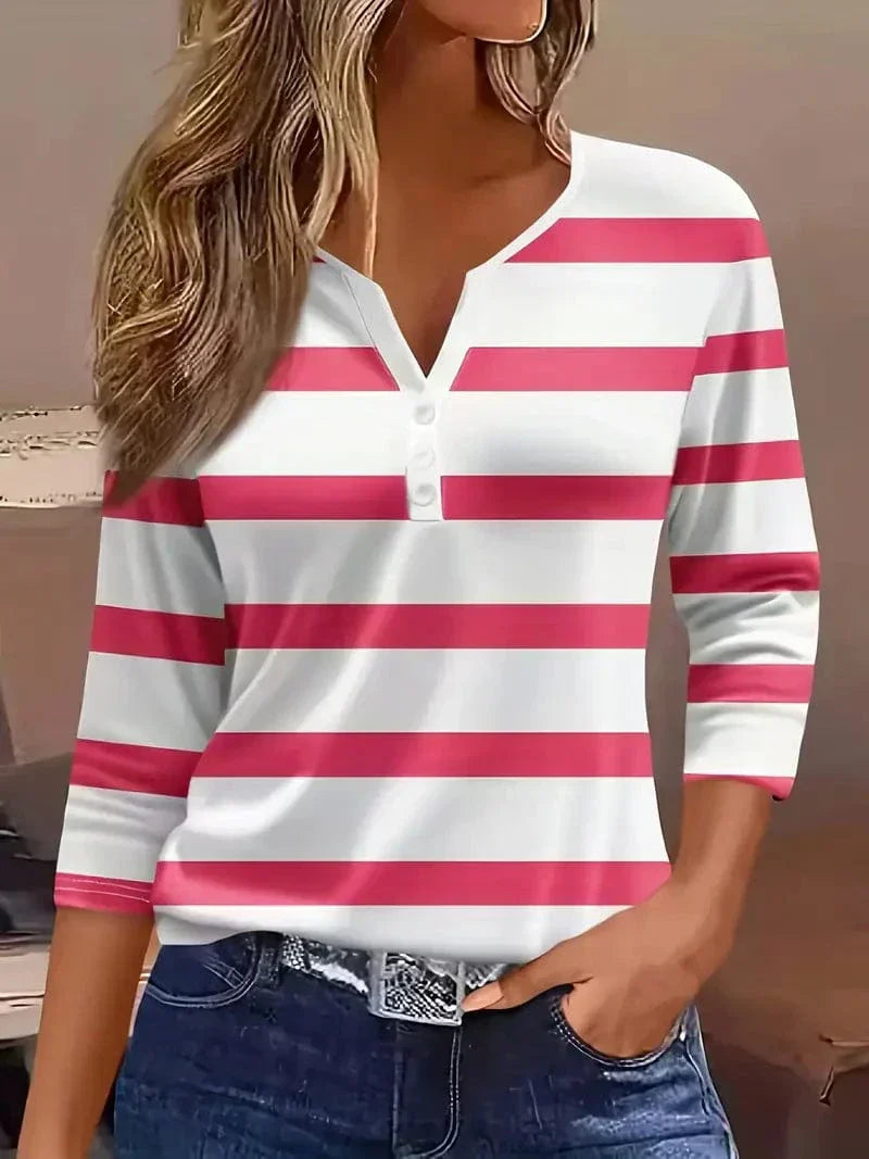 Amelia | Striped V-Neck Top