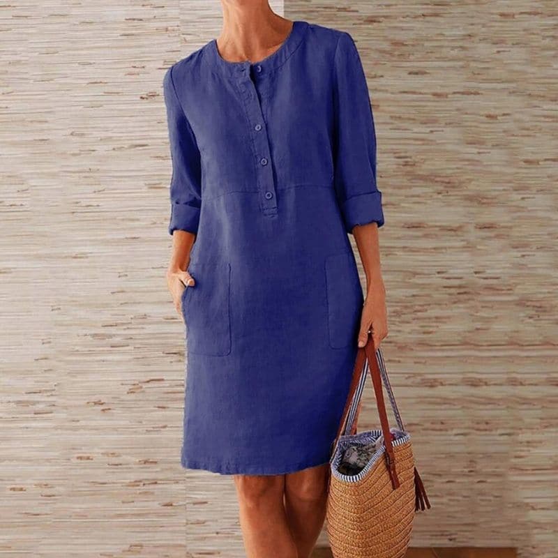 Felicia | Women's Button Front Shift Dress with Pockets