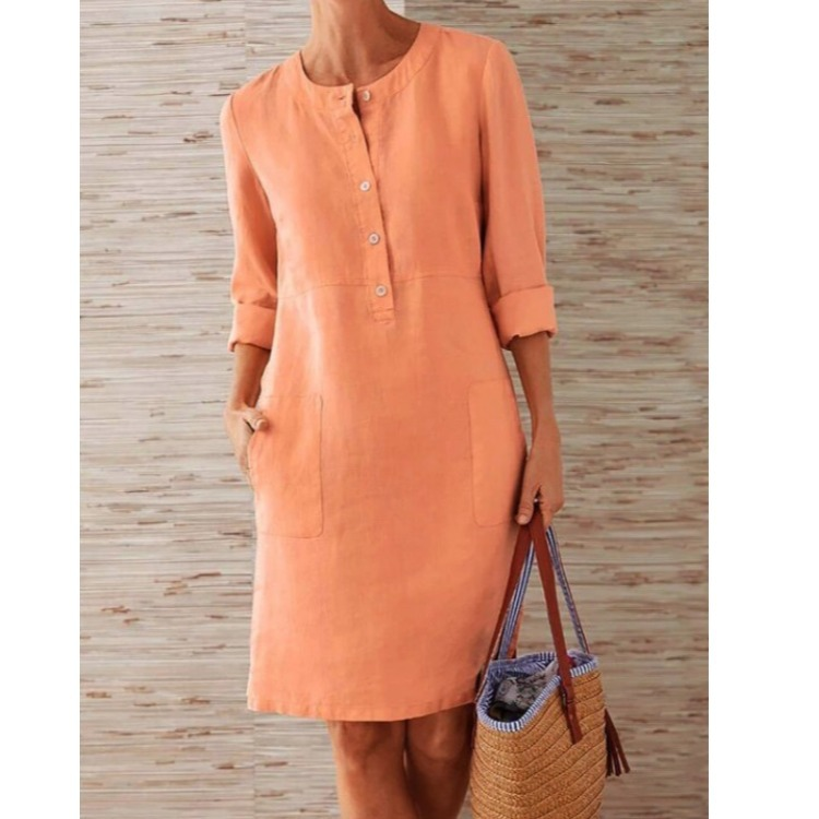 Felicia | Women's Button Front Shift Dress with Pockets