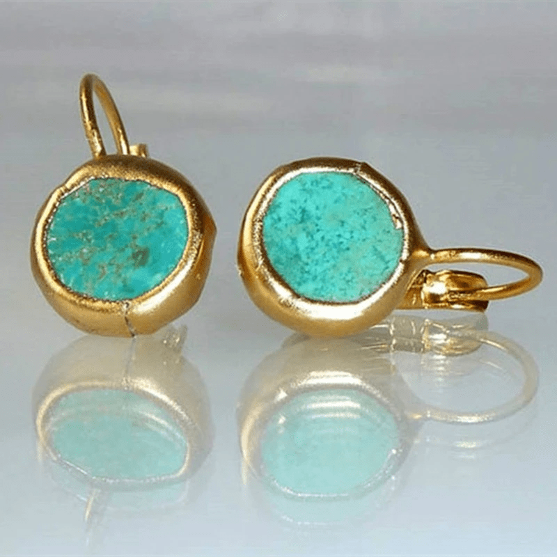Azaria | Turquoise Stone Earrings with Gold Accents