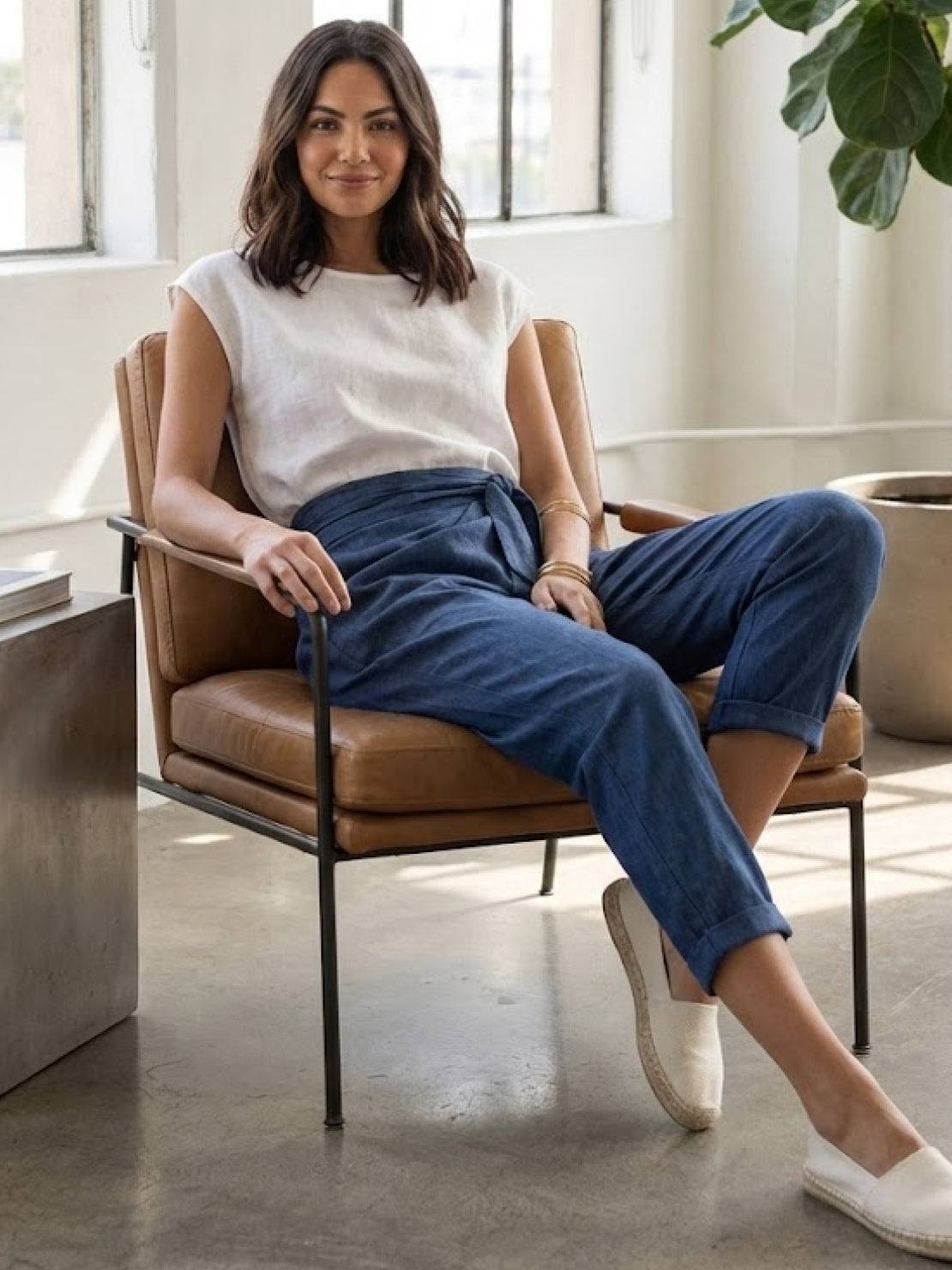 Cora | Cropped Tapered Trousers with High Waist and Wrap Front