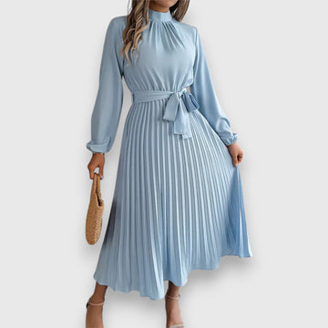 Ariadne | Women's Pleated Midi Dress with Flared Skirt and Sleeveless Design