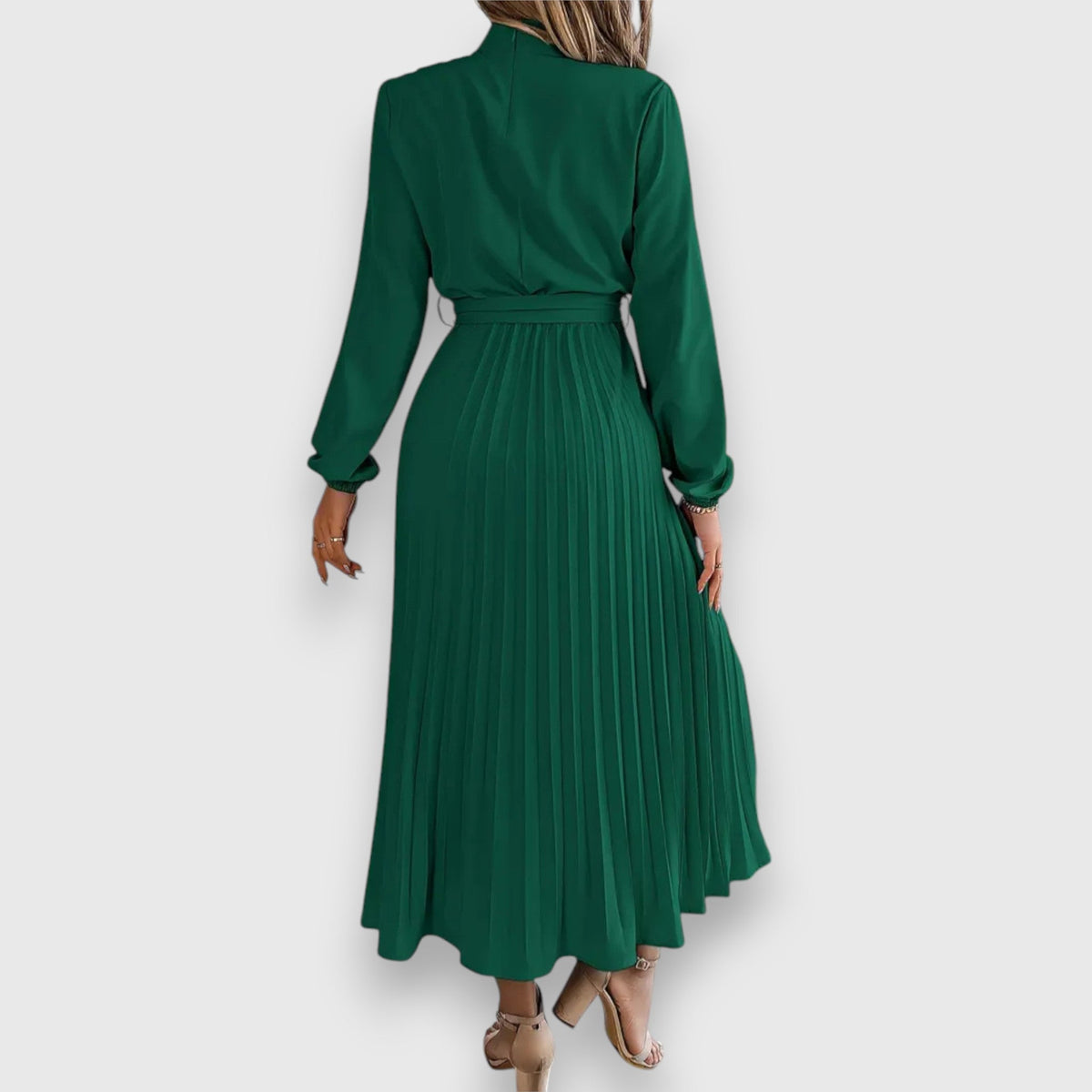 Ariadne | Women's Pleated Midi Dress with Flared Skirt and Sleeveless Design
