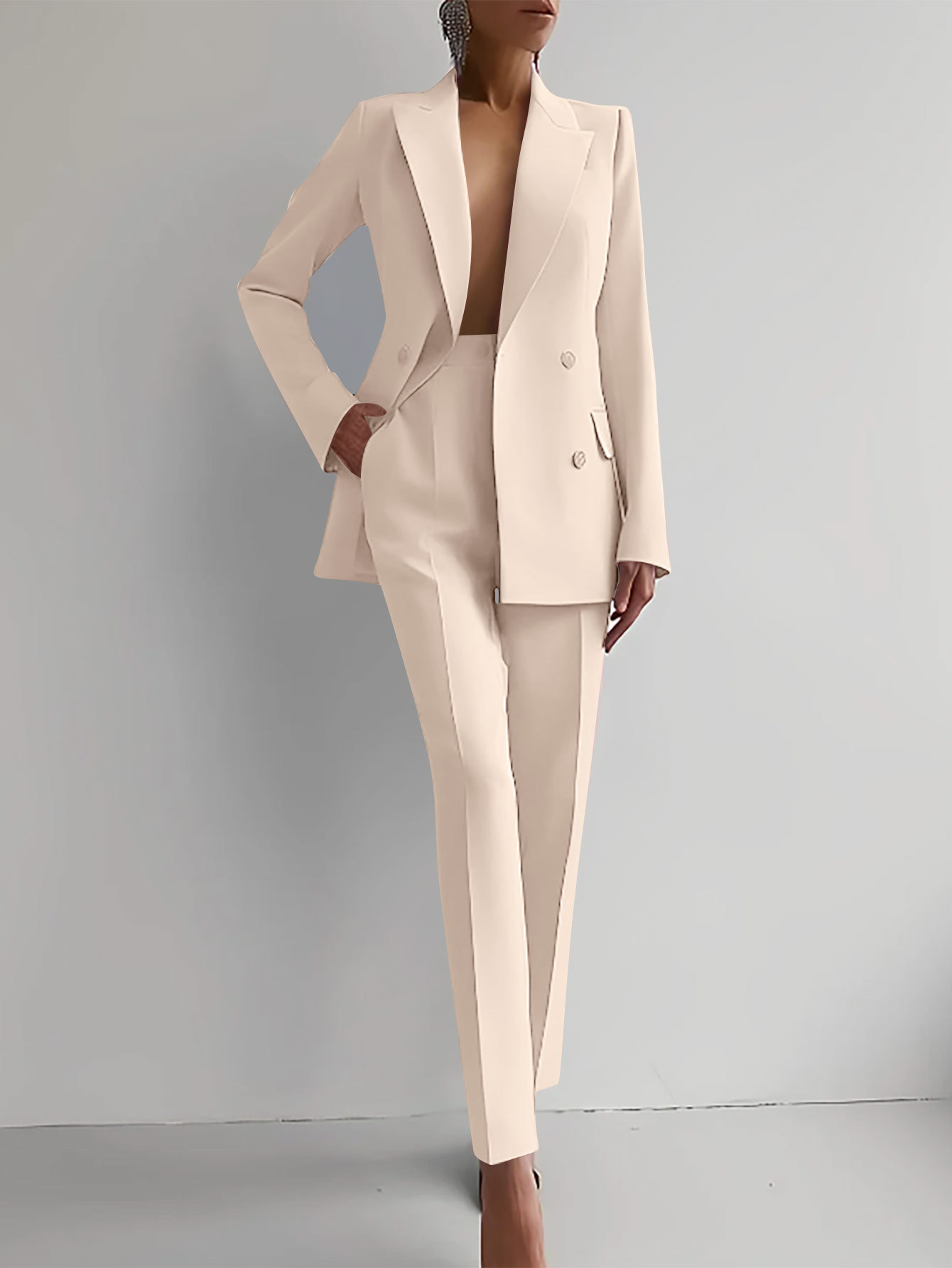 Elodie | Women's Blazer and Slim Trousers Suit Set with Double Breasted Design and Tailored Fit