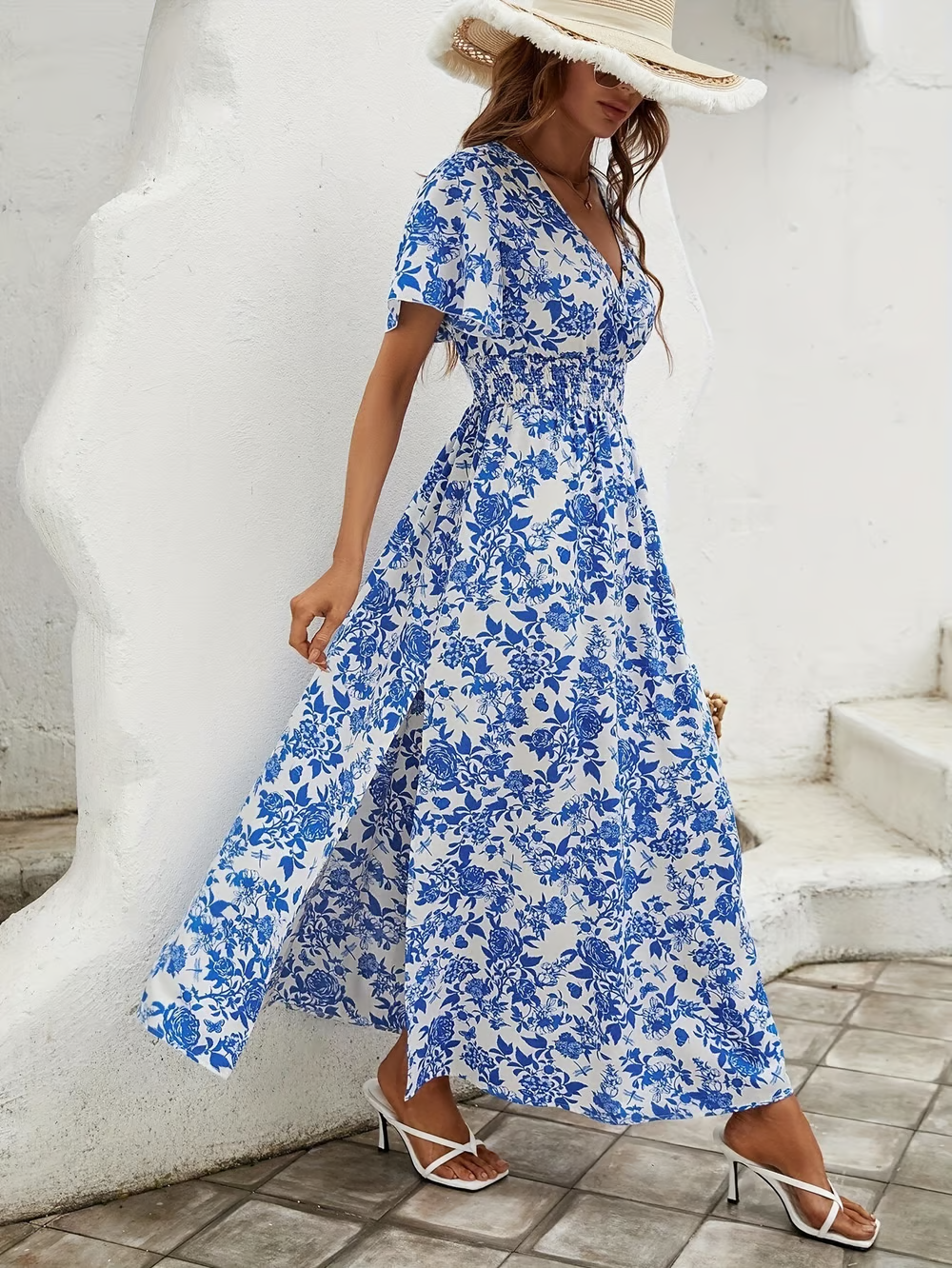 Emery | Women's Boho Beach Dress with V Neck and Flowy Design