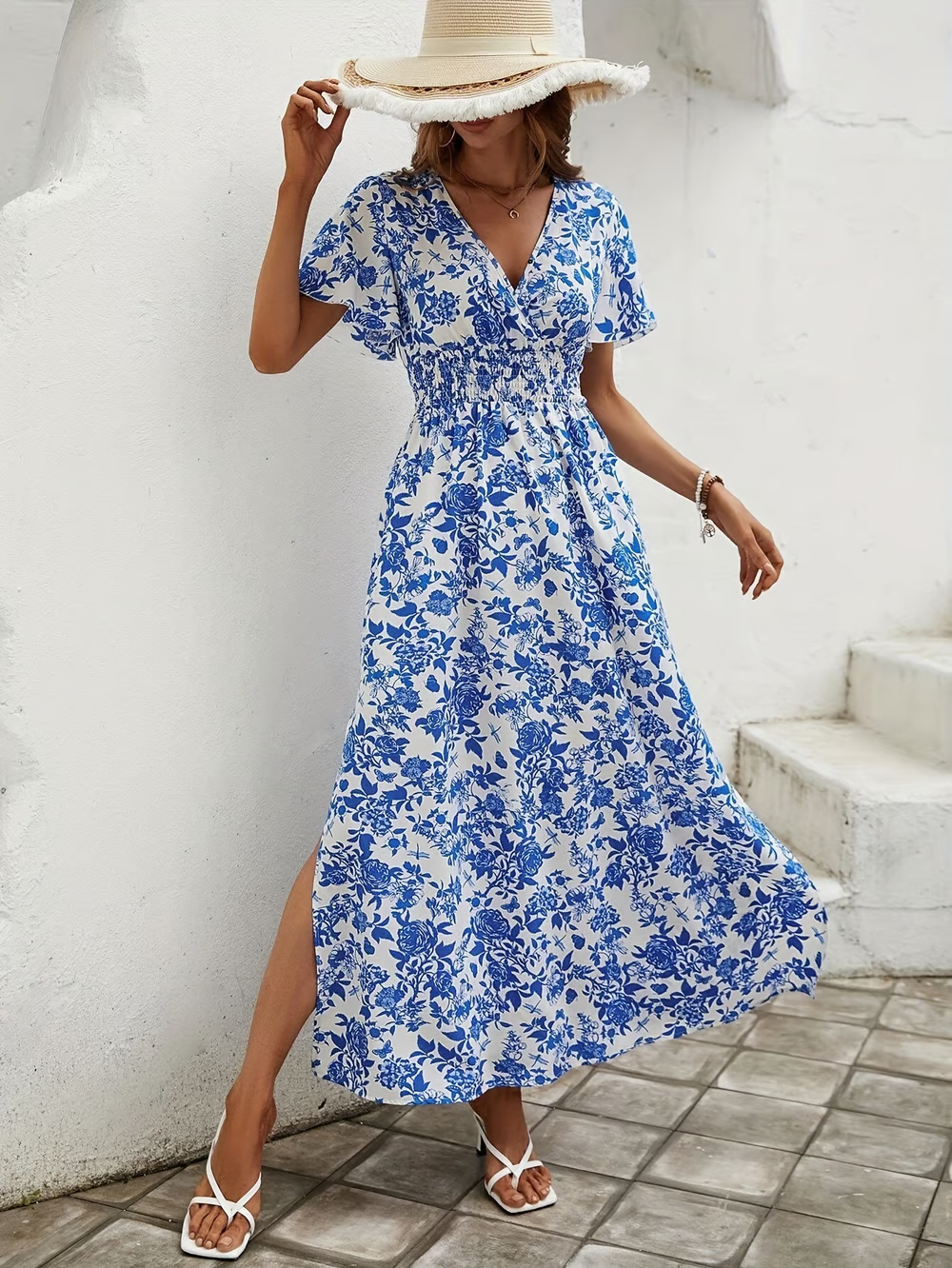 Emery | Women's Boho Beach Dress with V Neck and Flowy Design