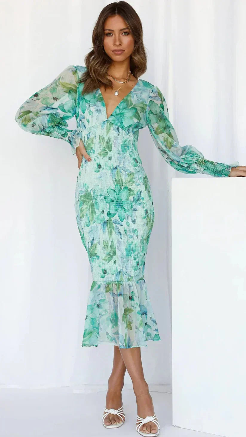 Everly | Women's Floral Dress with Short Sleeves and A-Line Skirt