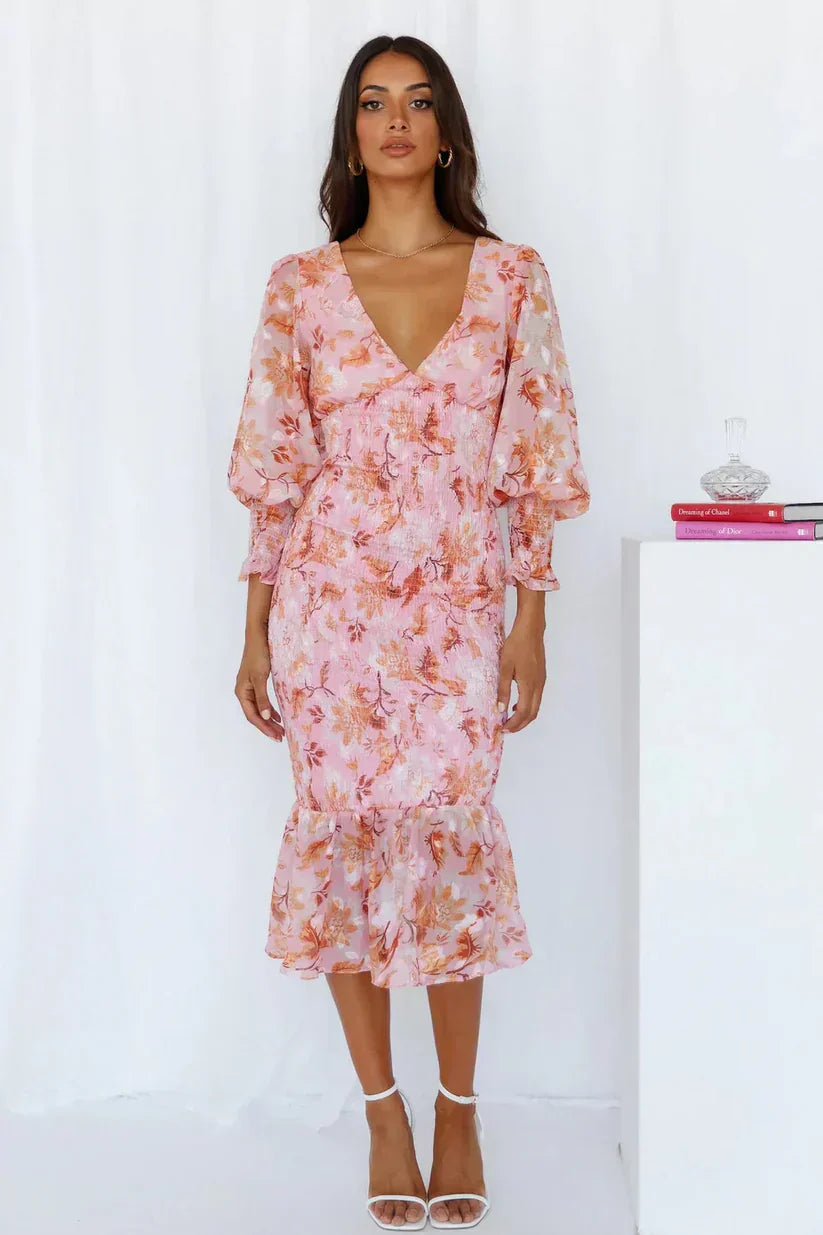 Everly | Women's Floral Dress with Short Sleeves and A-Line Skirt