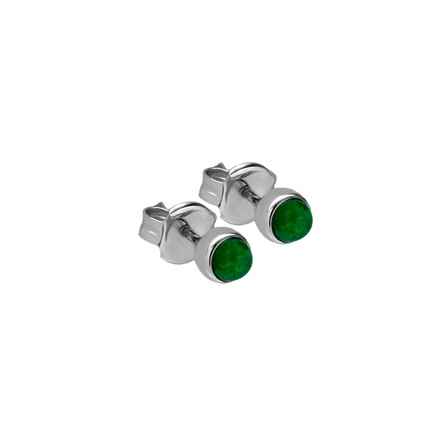 Green Quartz Silver Stud Earrings