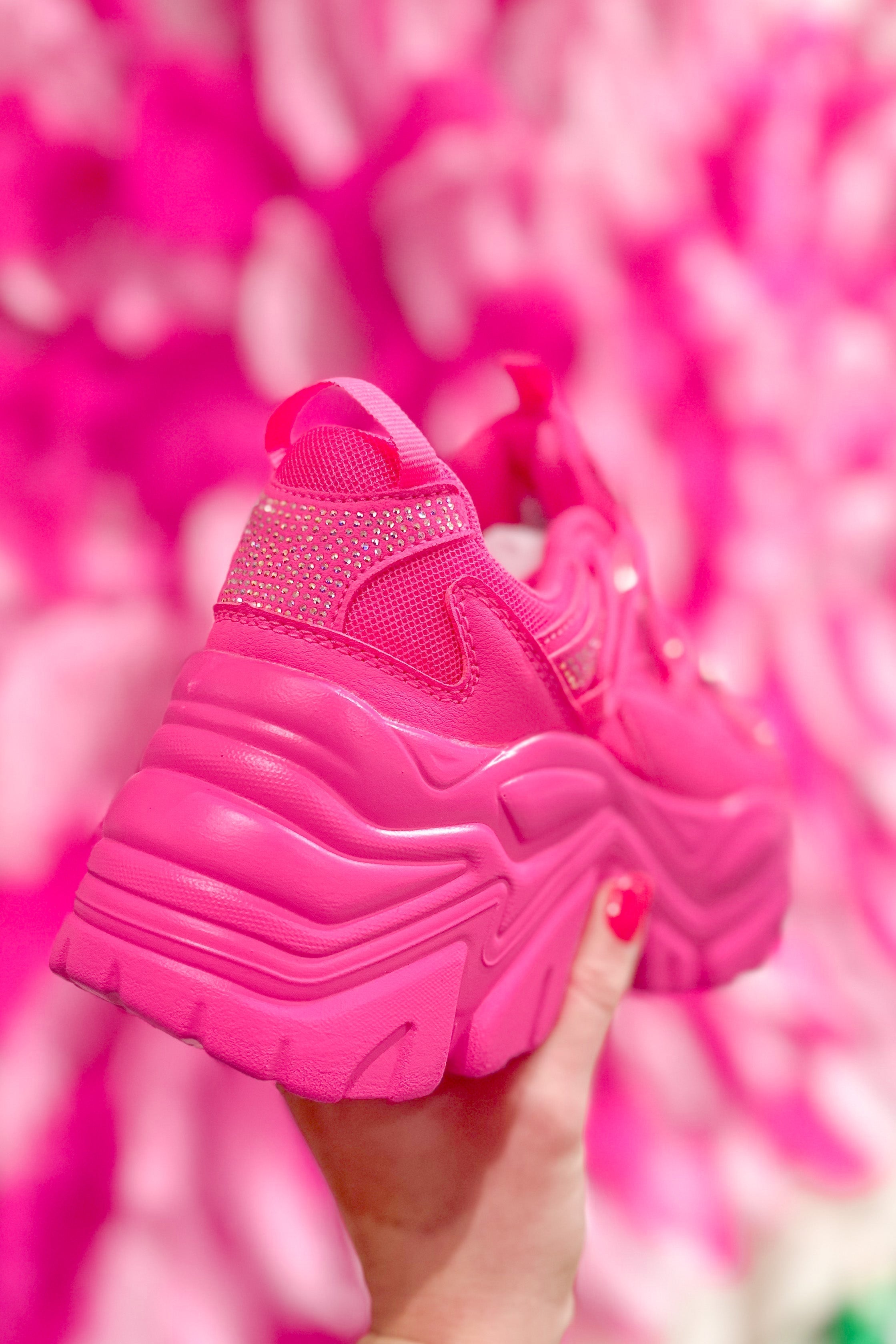 Laura Rhinestone Chunky Hot Pink Sneaker