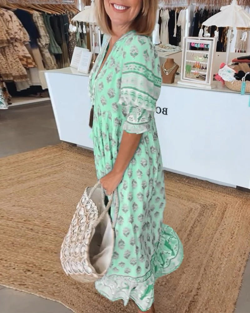 Audrey | Boho Midi Tassel Dress